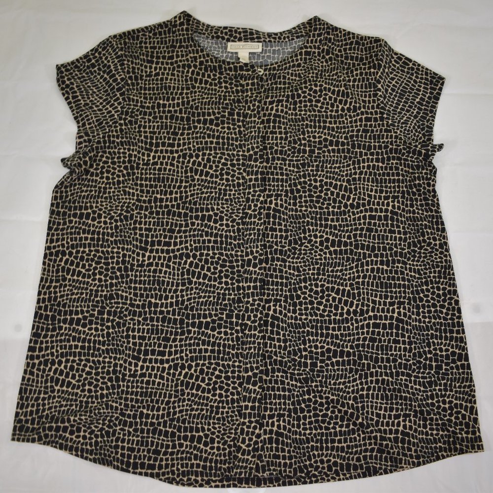 Dana Buchman EUC Women's Cap Sleeve Blouse XL Cheetah Print